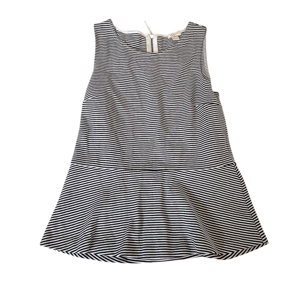 J. Crew Black and White Stripe Peplum Top